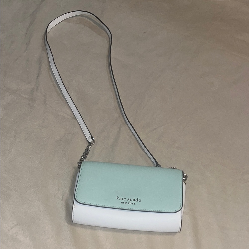 Kate Spade Light Green and White Crossbody Bag